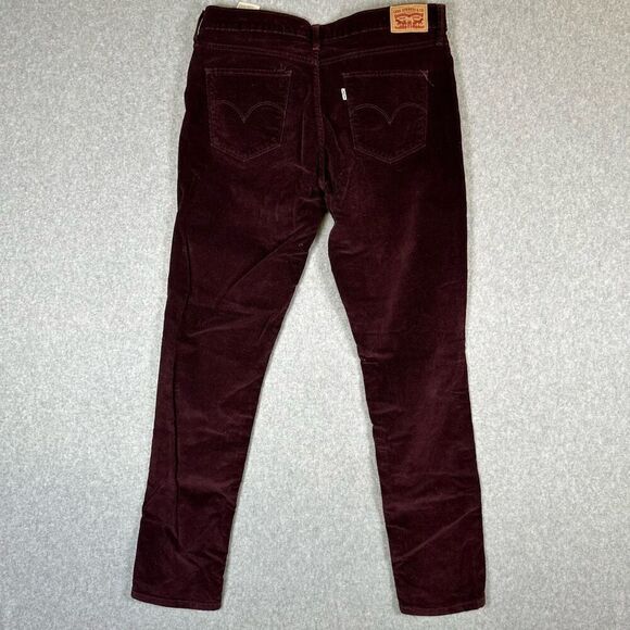 Levis Womens Size 32 Shaping Skinny Leg Corduroy Pants Burgundy Low Rise - Picture 5 of 10